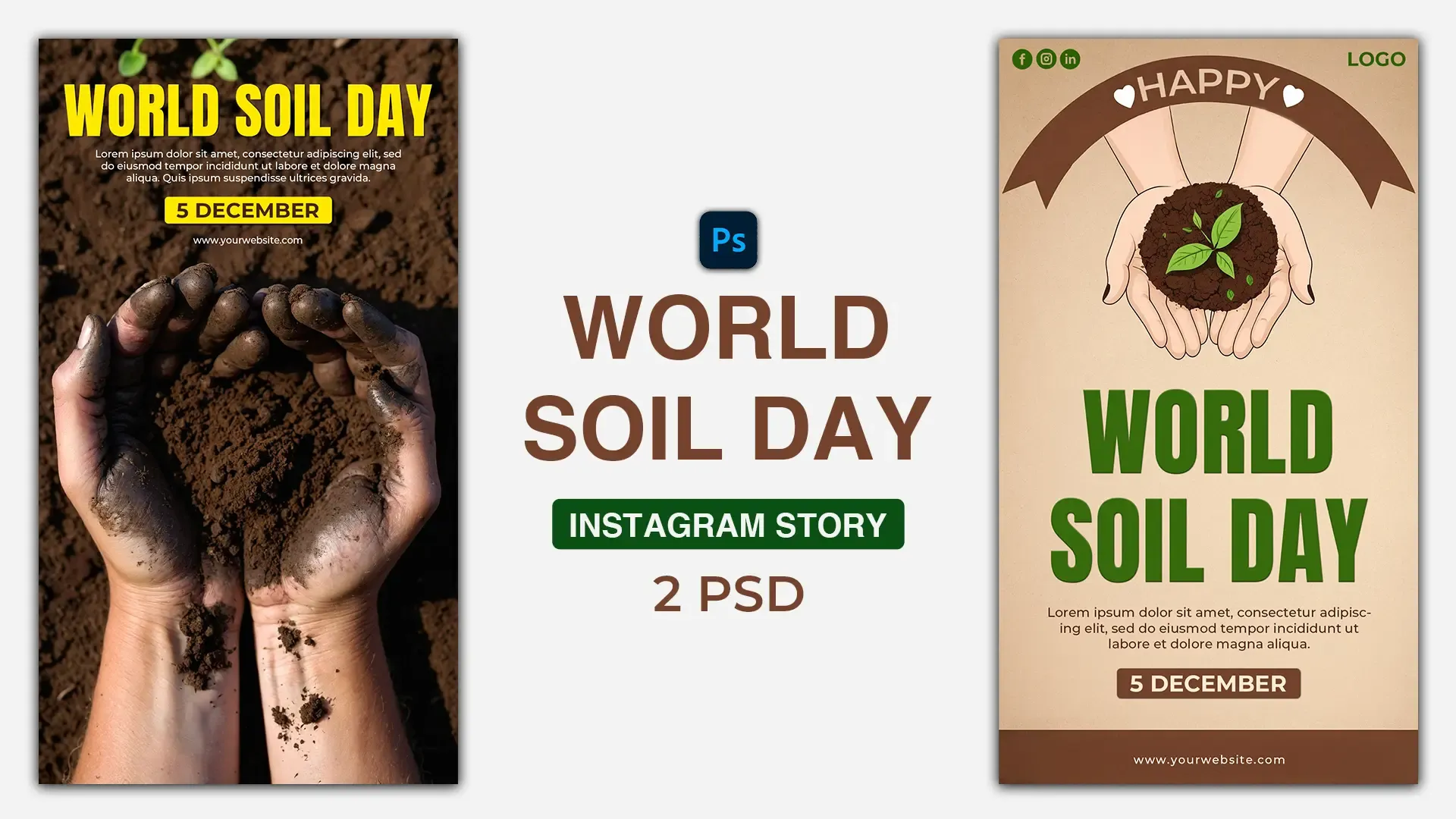 Eco-Friendly World Soil Day Card PSD Template for Instagram Story image